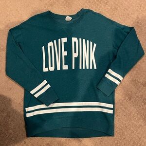 PINK Victoria's Secret Teal Sweatshirt with White Accents